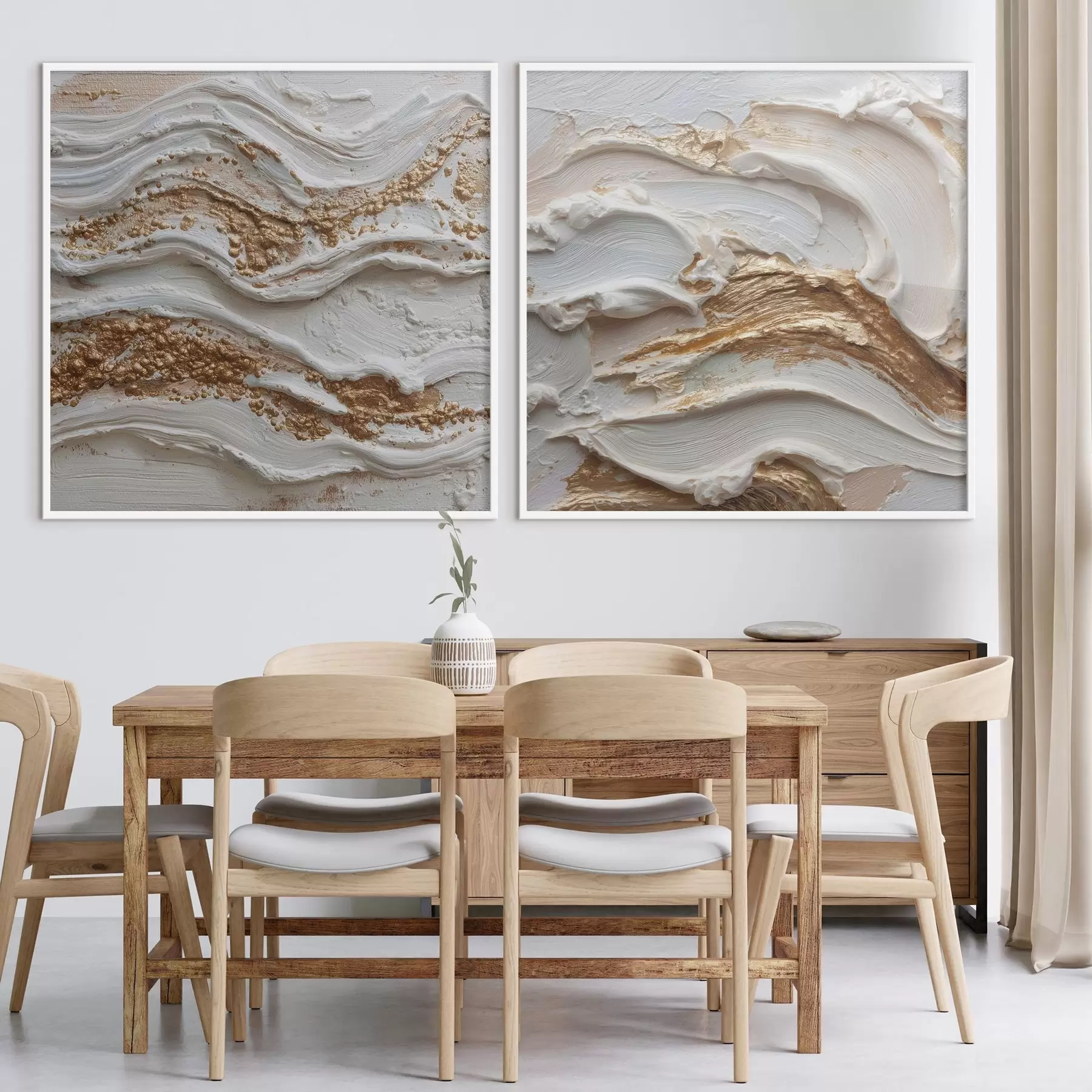 murales de pared Abstracción volumétrica con trazos blancos y amarillos d00742