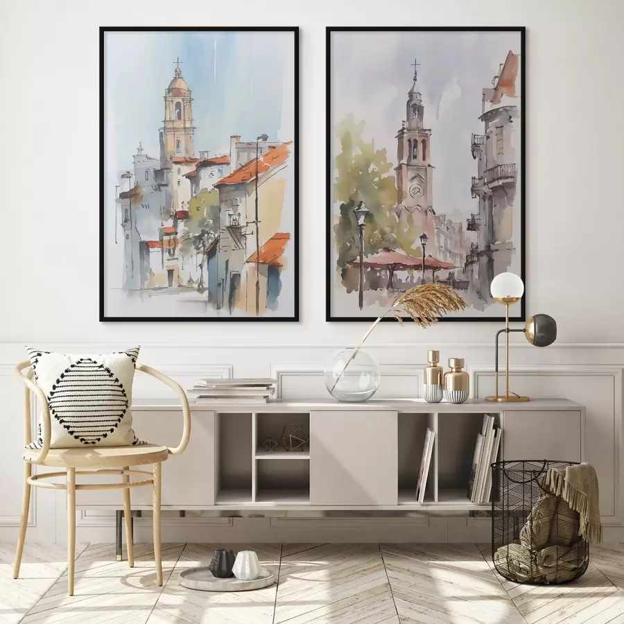 murales de pared Acuarela imitación paisaje urbano d00832