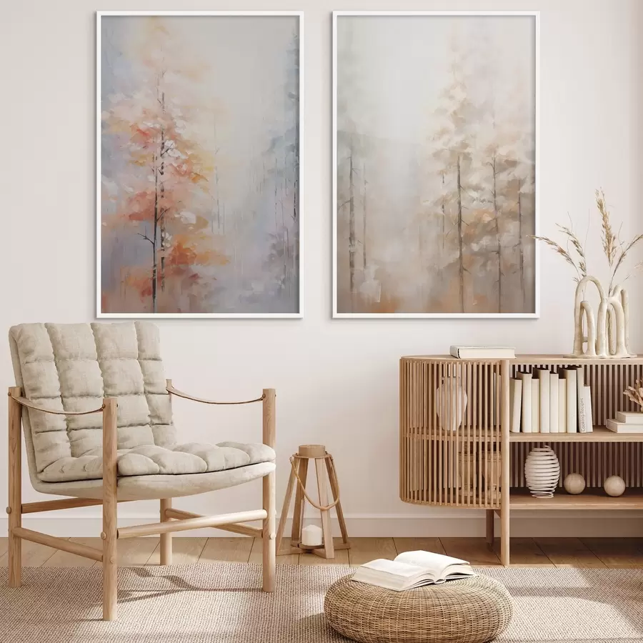 murales de pared Pintura imitación bosque otoñal d00833