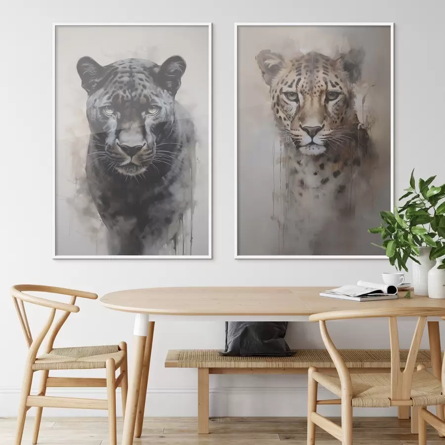 murales de pared Pantera y leopardo d00931