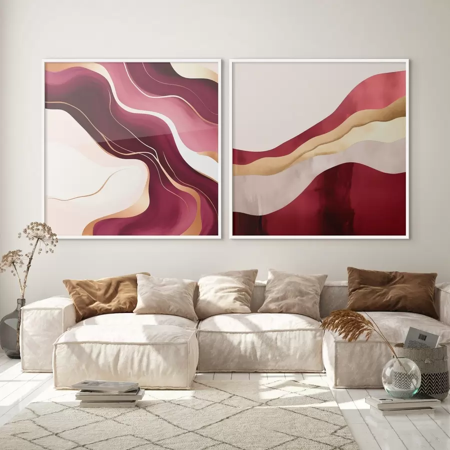 murales de pared Abstracción ondulada, tonos intensos d00903