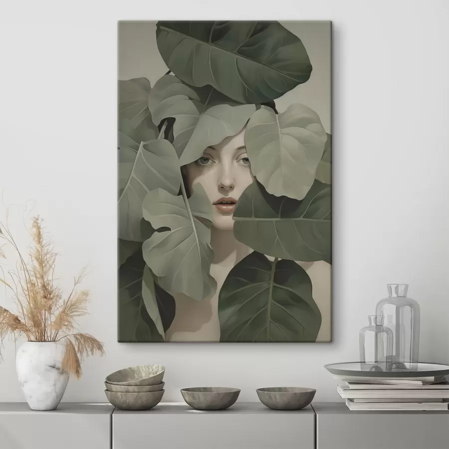 murales de pared Retrato de una niña entre el follaje s47331