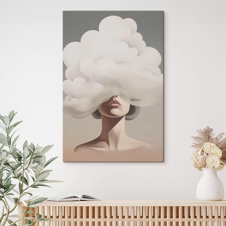 murales de pared La cara de la niña está cubierta por una nube. s47337