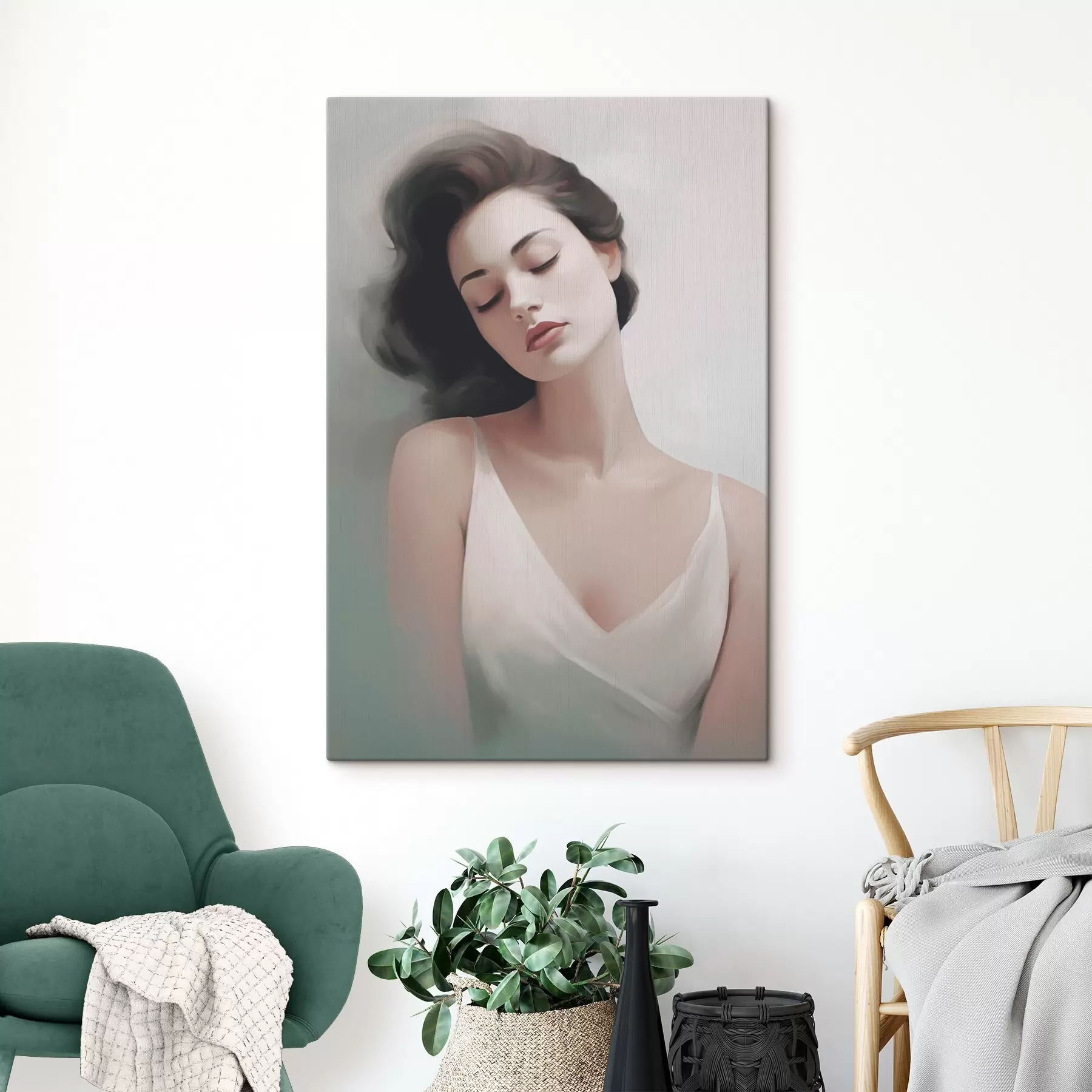 murales de pared Retrato de una niña con los ojos cerrados s47342