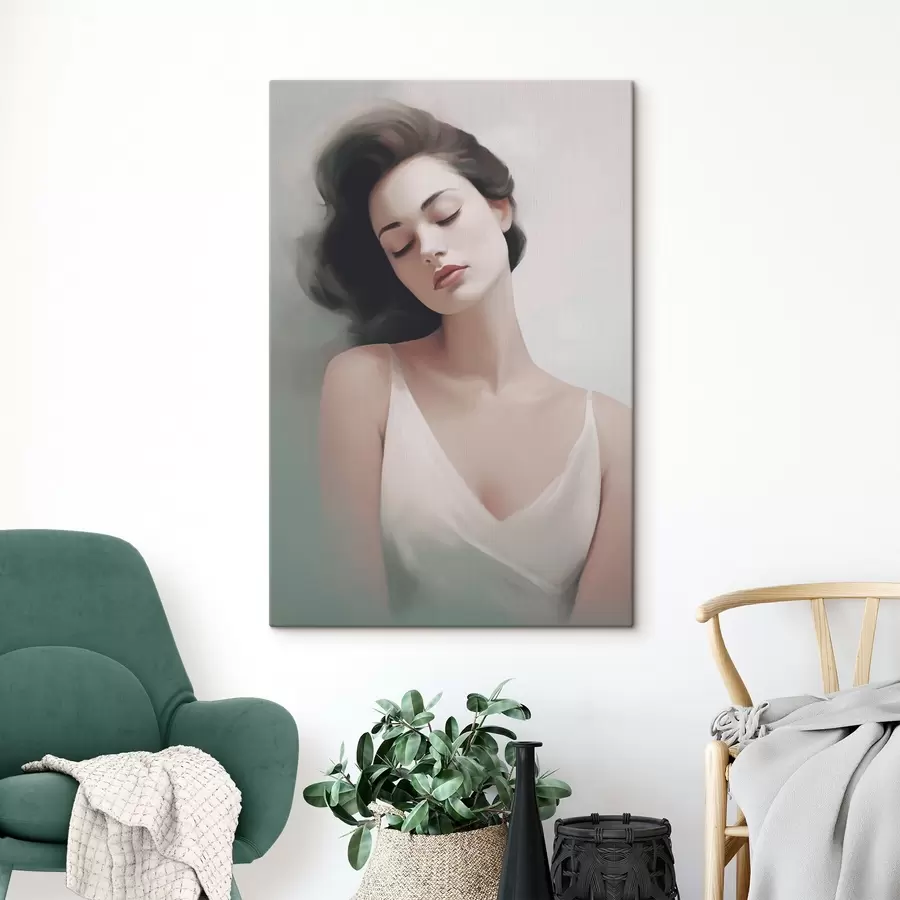 murales de pared Retrato de una niña con los ojos cerrados s47342