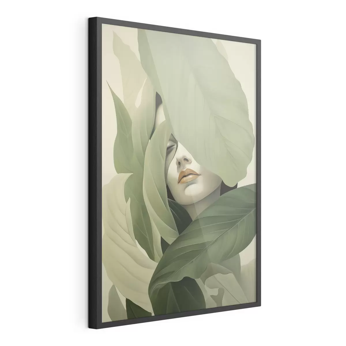 Poster Retrato surrealista de una niña entre el follaje f47332