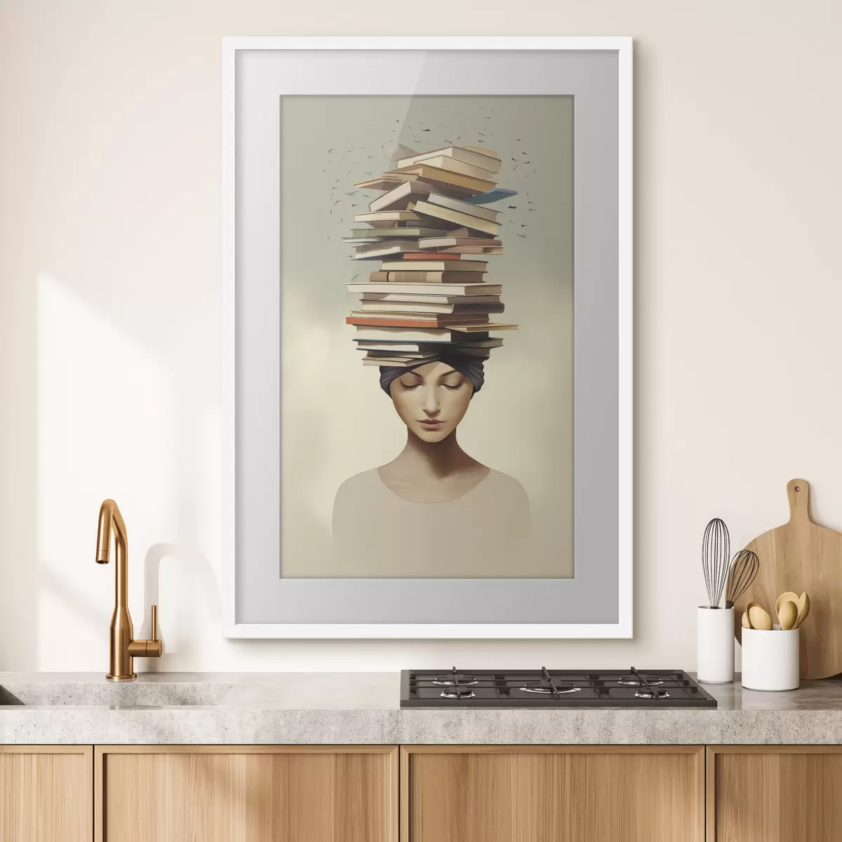 Poster Retrato de una niña con libros f47333