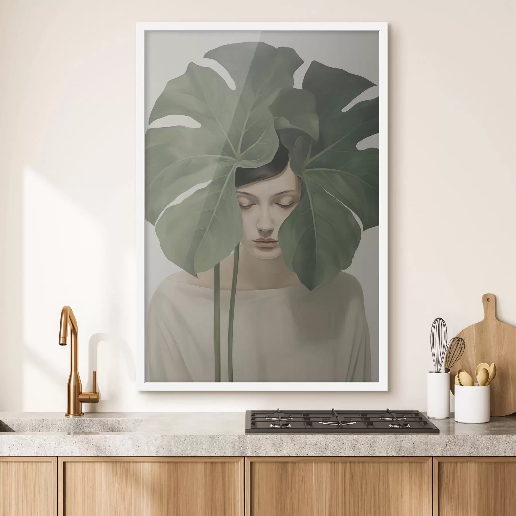 murales de pared Chica con hojas tropicales f47335