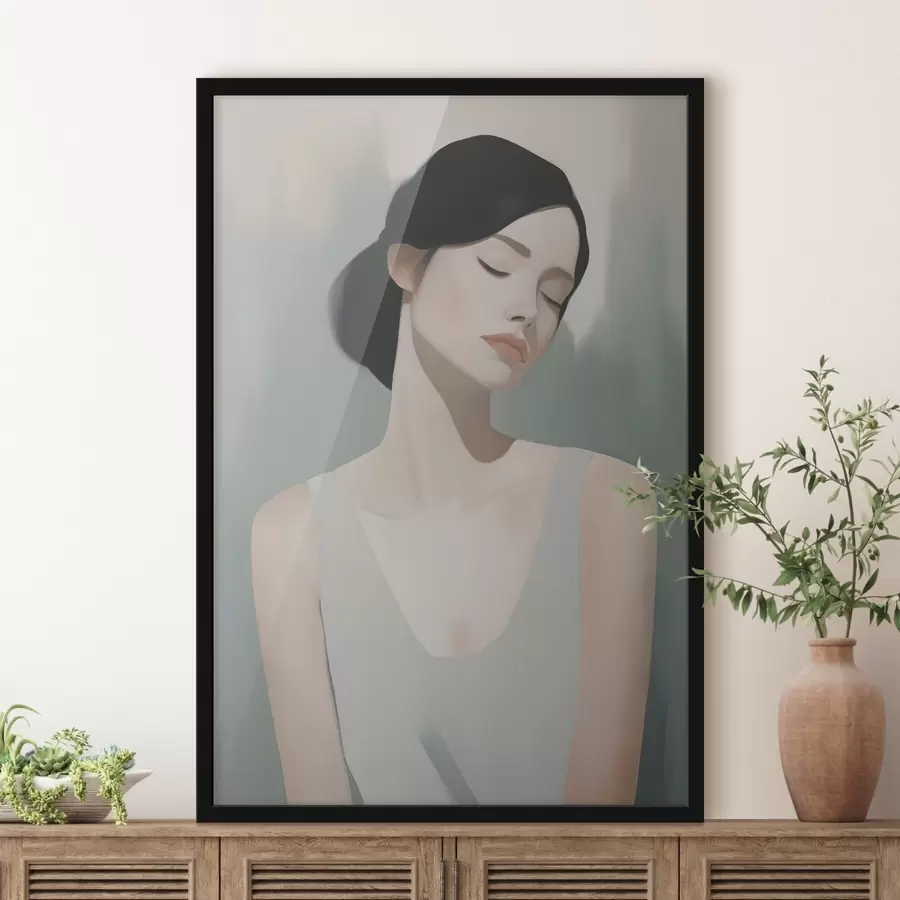 murales de pared Una niña con los ojos cerrados f47341