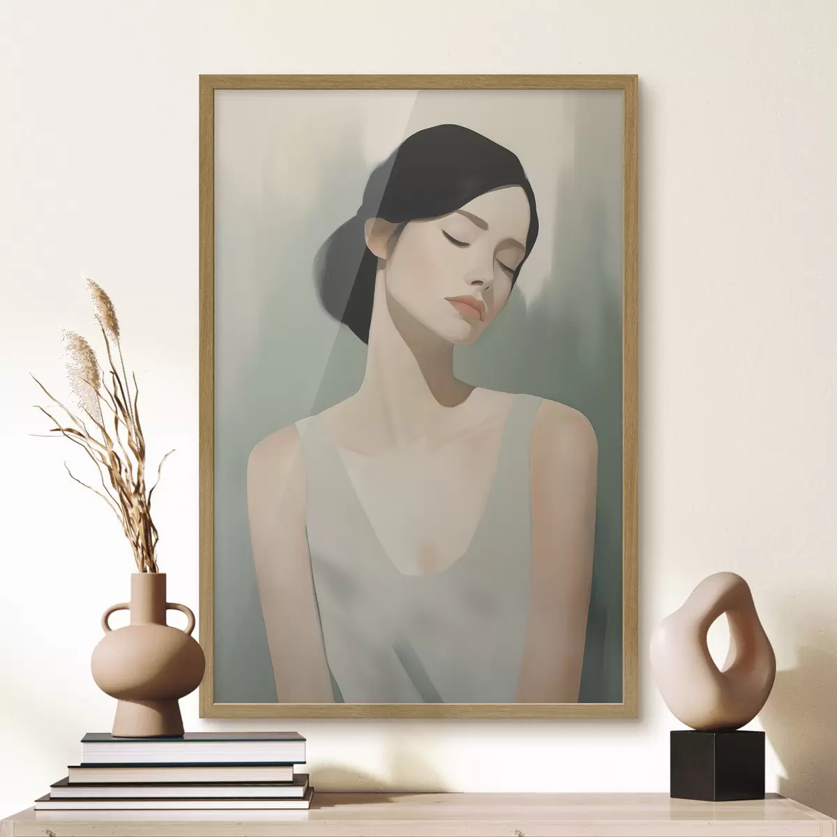 Poster Una niña con los ojos cerrados f47341