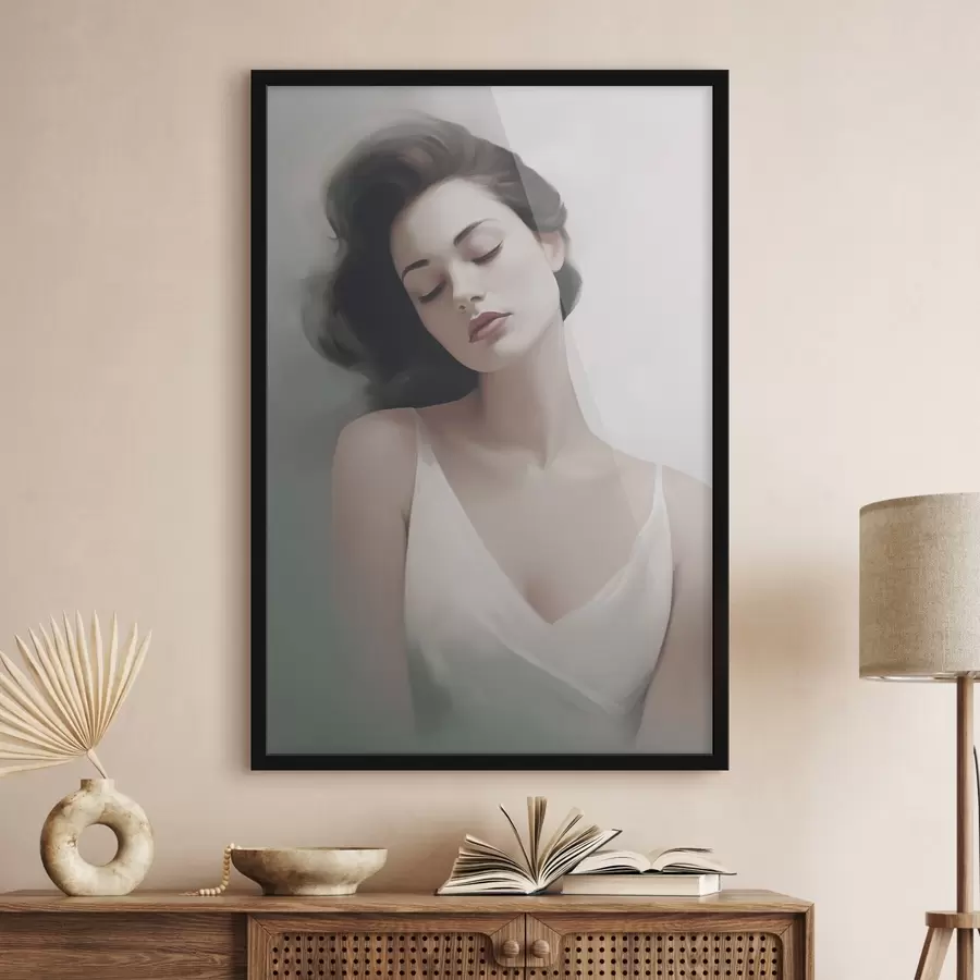 murales de pared Retrato de una niña con los ojos cerrados f47342