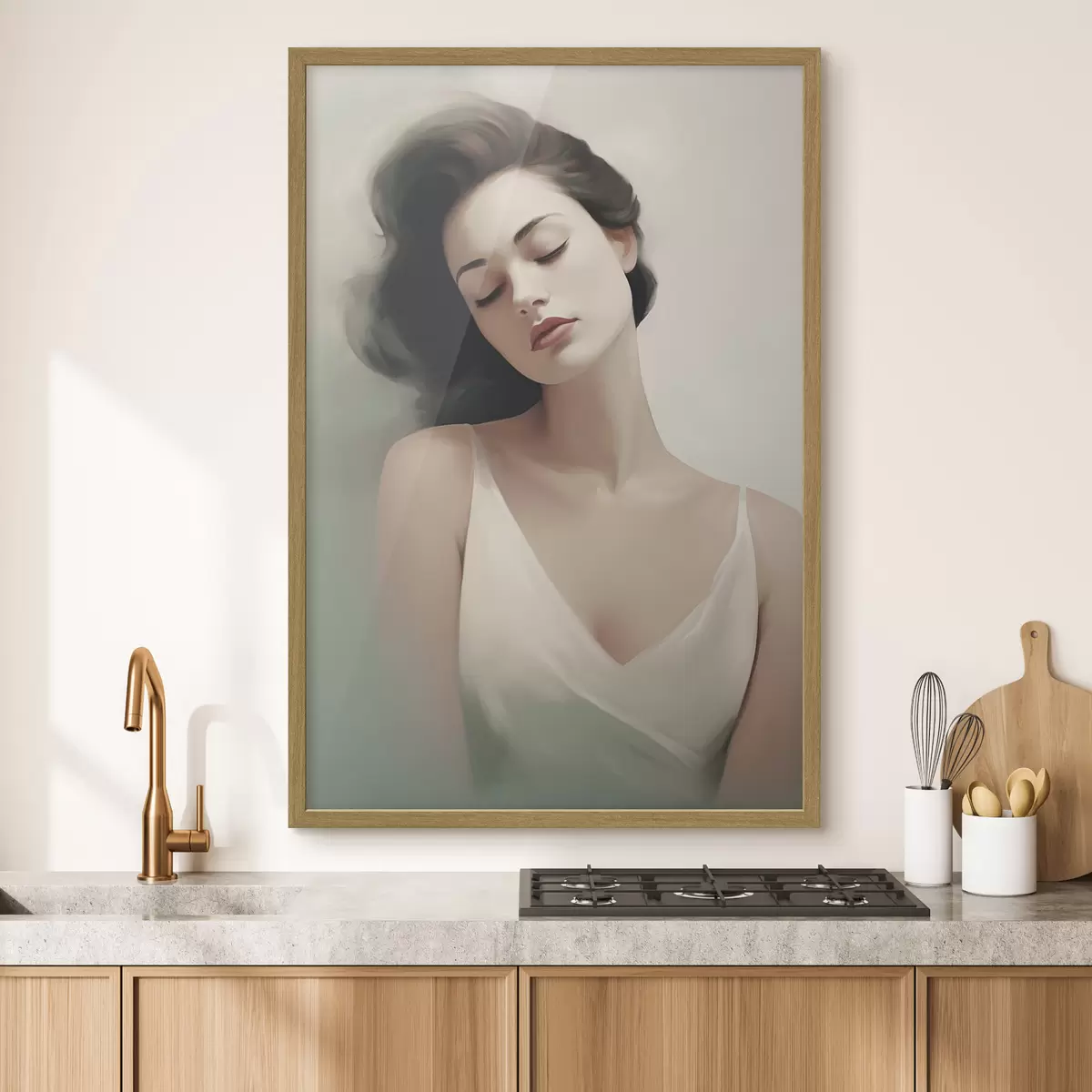 Poster Retrato de una niña con los ojos cerrados f47342