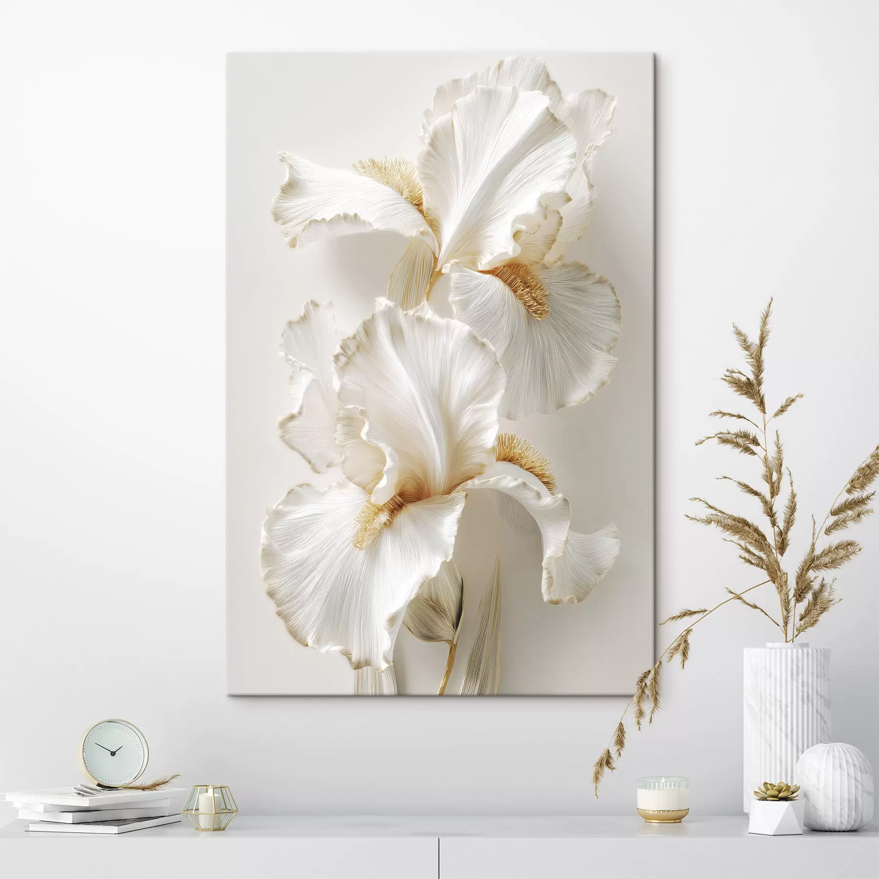 murales de pared grandes flores de iris blancas s47138