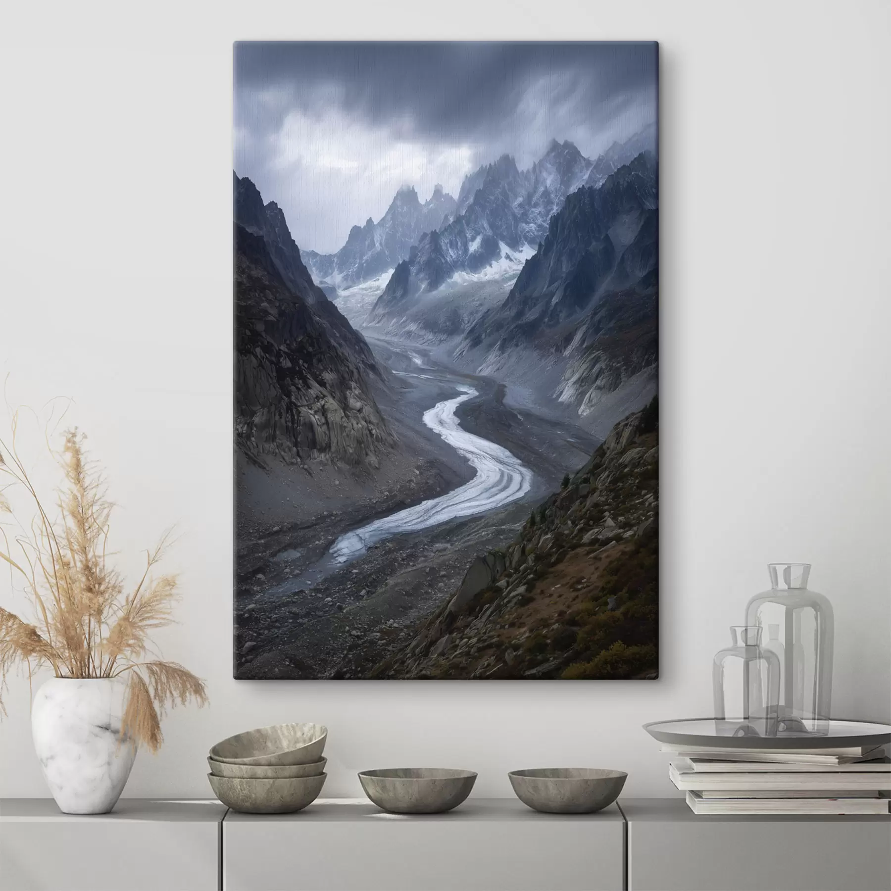 murales de pared paisaje montañoso con nubes s47143