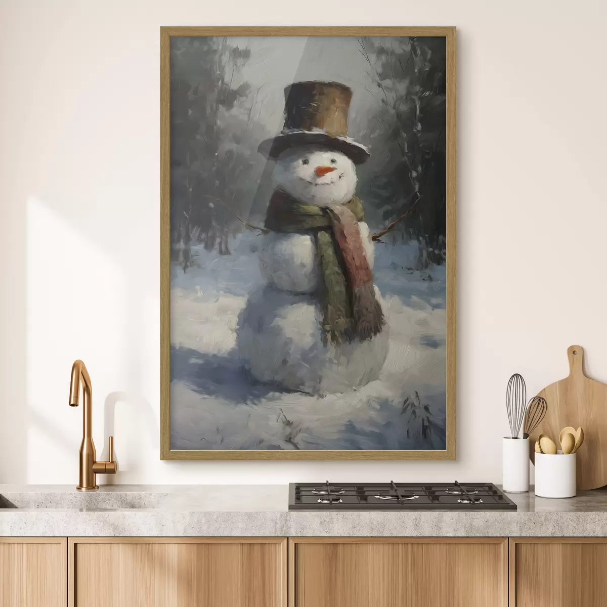 Poster muñeco de nieve al estilo de la pintura al óleo f47116