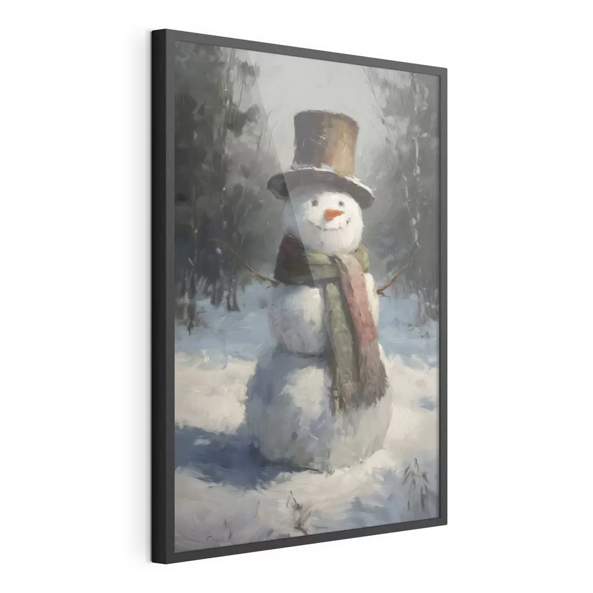 Poster muñeco de nieve al estilo de la pintura al óleo f47116