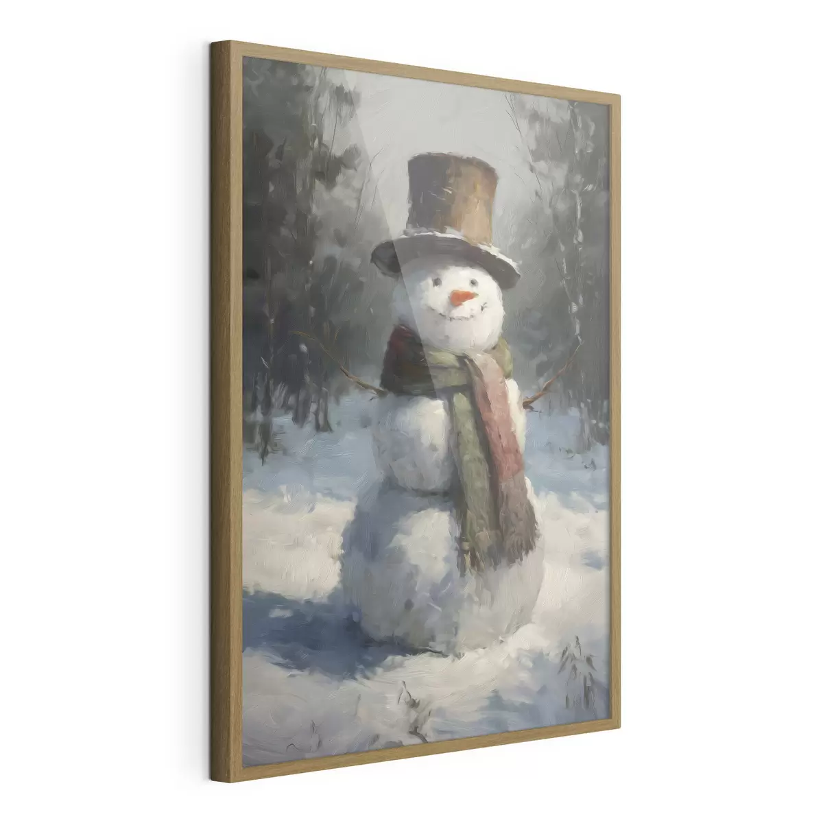 Poster muñeco de nieve al estilo de la pintura al óleo f47116