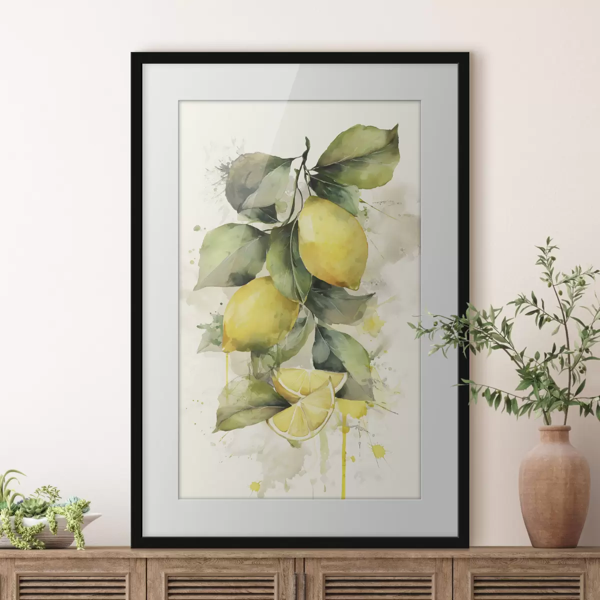 Poster rama con limones en estilo acuarela f47124