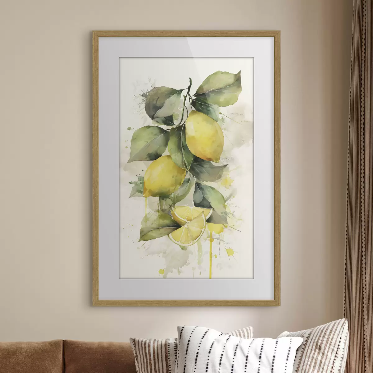 Poster rama con limones en estilo acuarela f47124