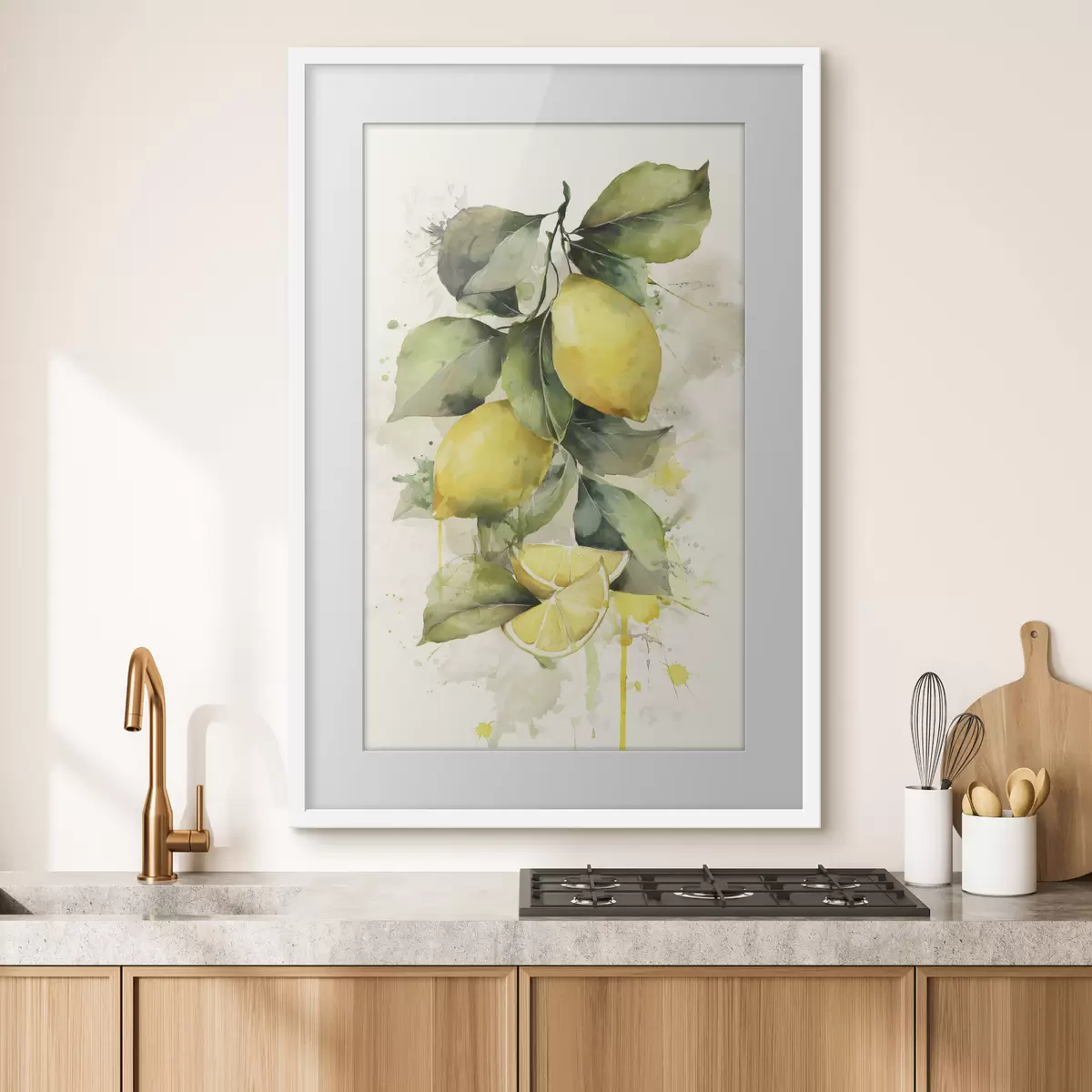Poster rama con limones en estilo acuarela f47124