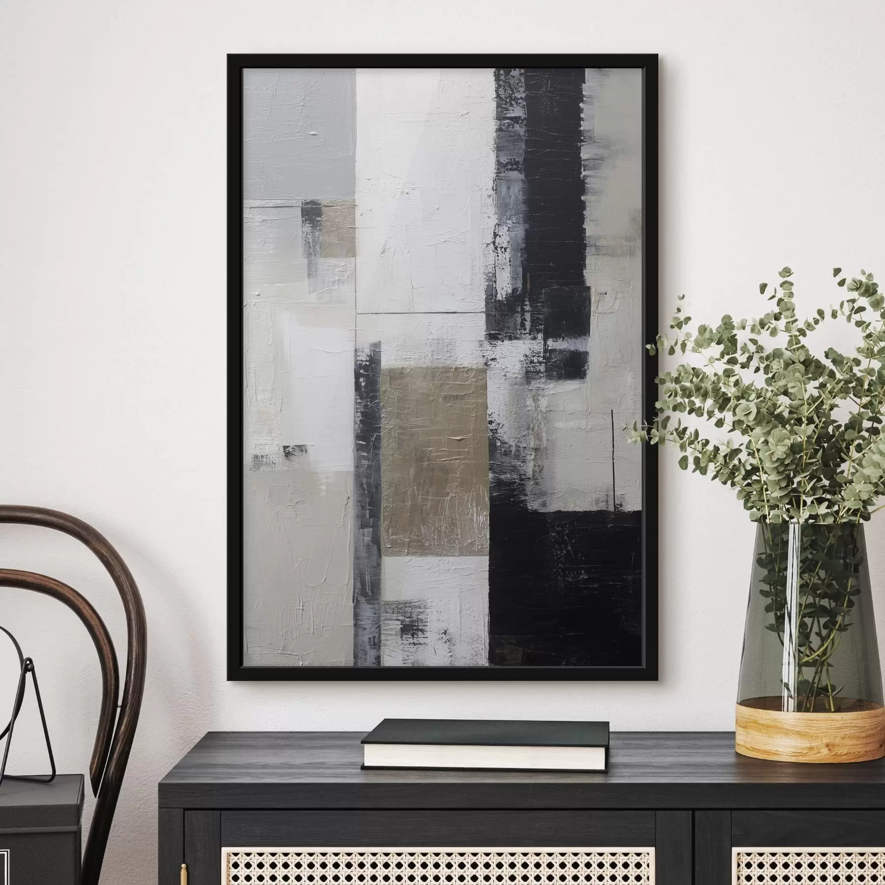 murales de pared abstracción contemporánea en colores contrastantes f47133