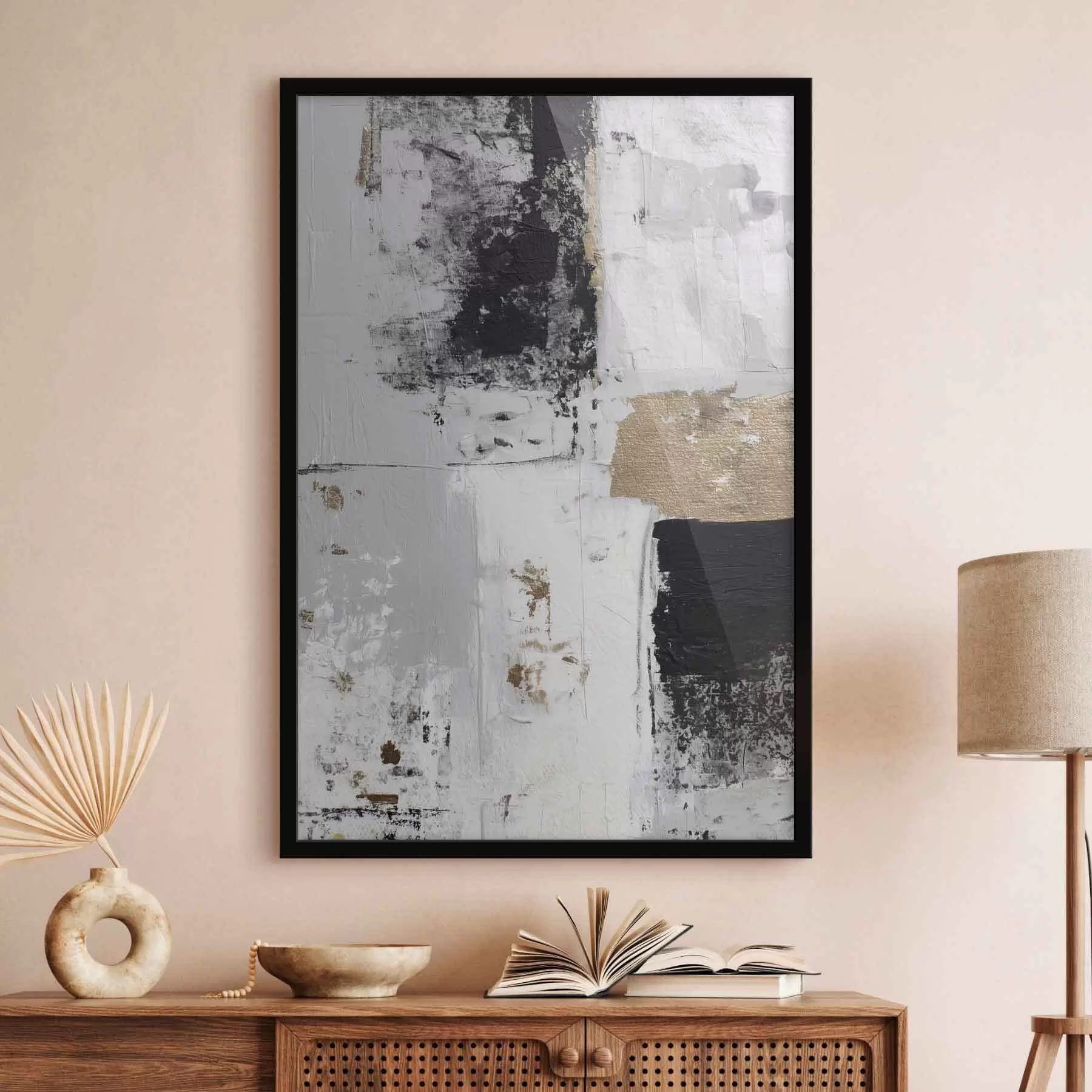 murales de pared abstracción contemporánea en colores contrastantes f47134