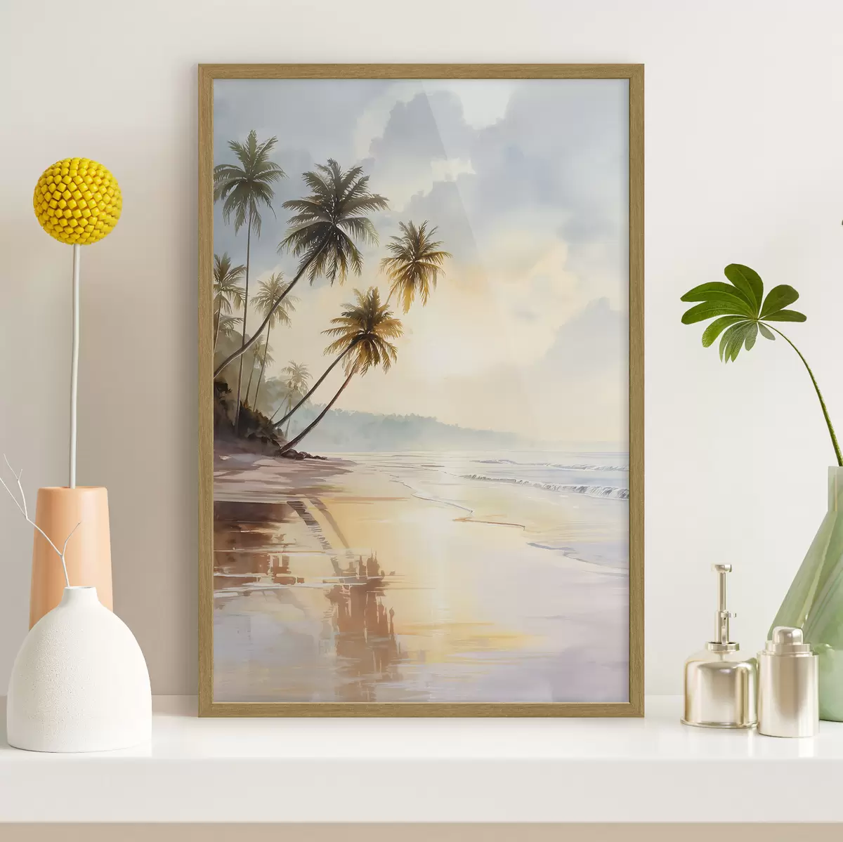 Poster Puesta de sol en la playa de una isla, en estilo acuarela. f47136