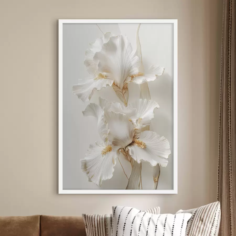 murales de pared grandes flores de iris blancas f47137