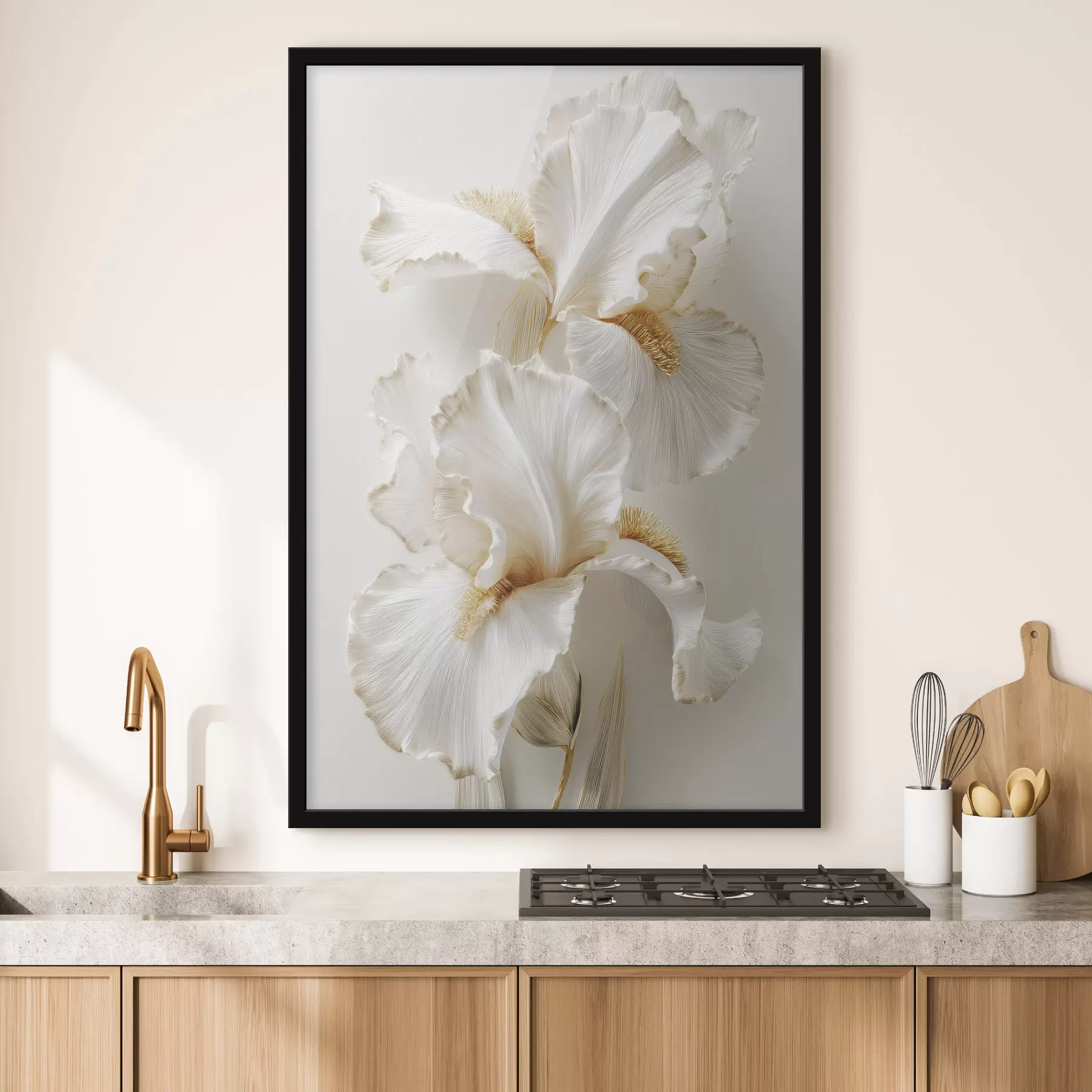 murales de pared grandes flores de iris blancas f47138