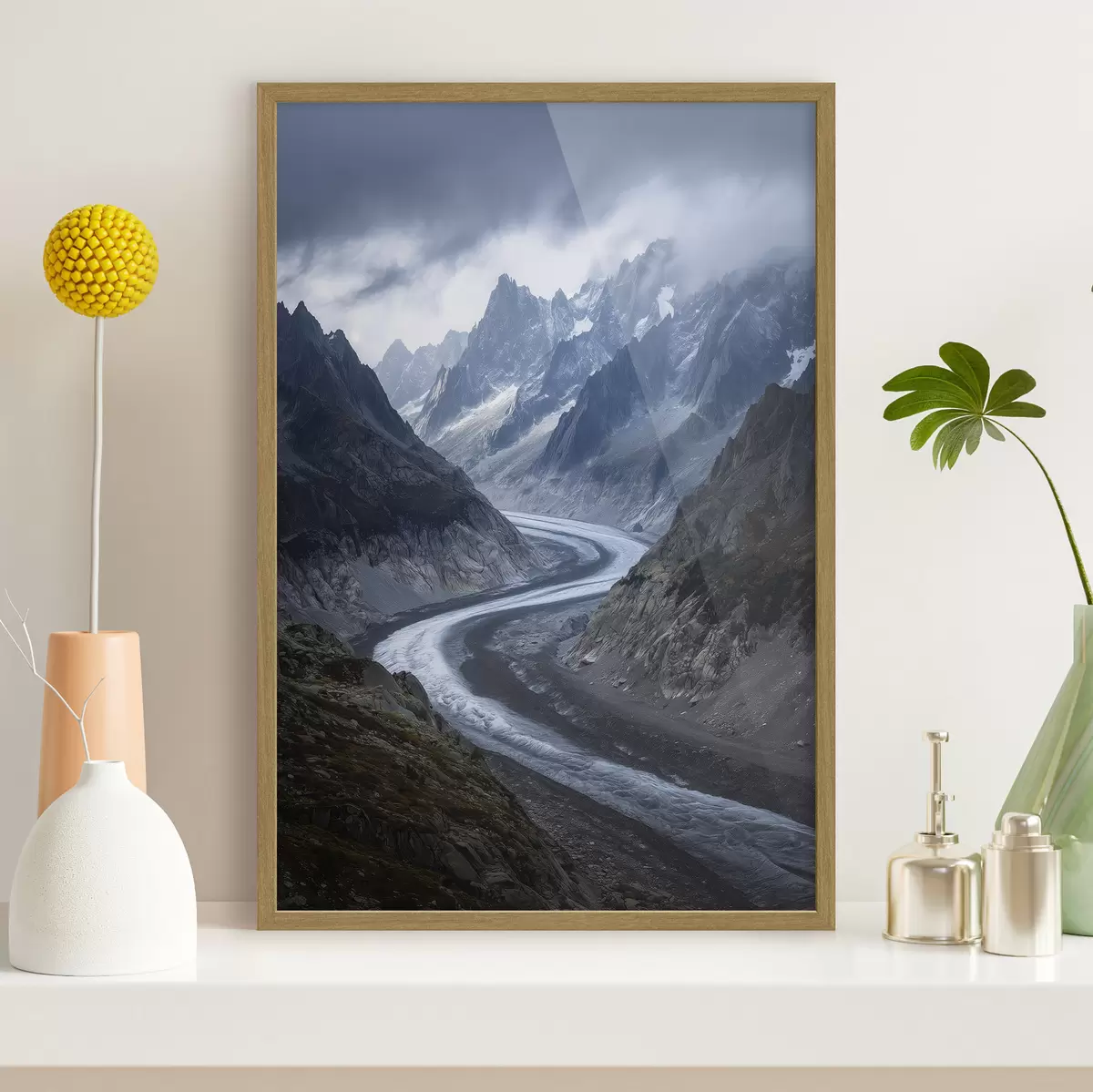 Poster paisaje montañoso con nubes f47142
