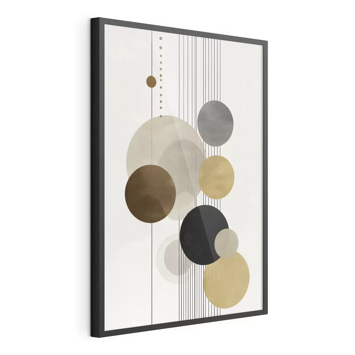 Poster abstracción con círculos y líneas en colores cálidos f47237