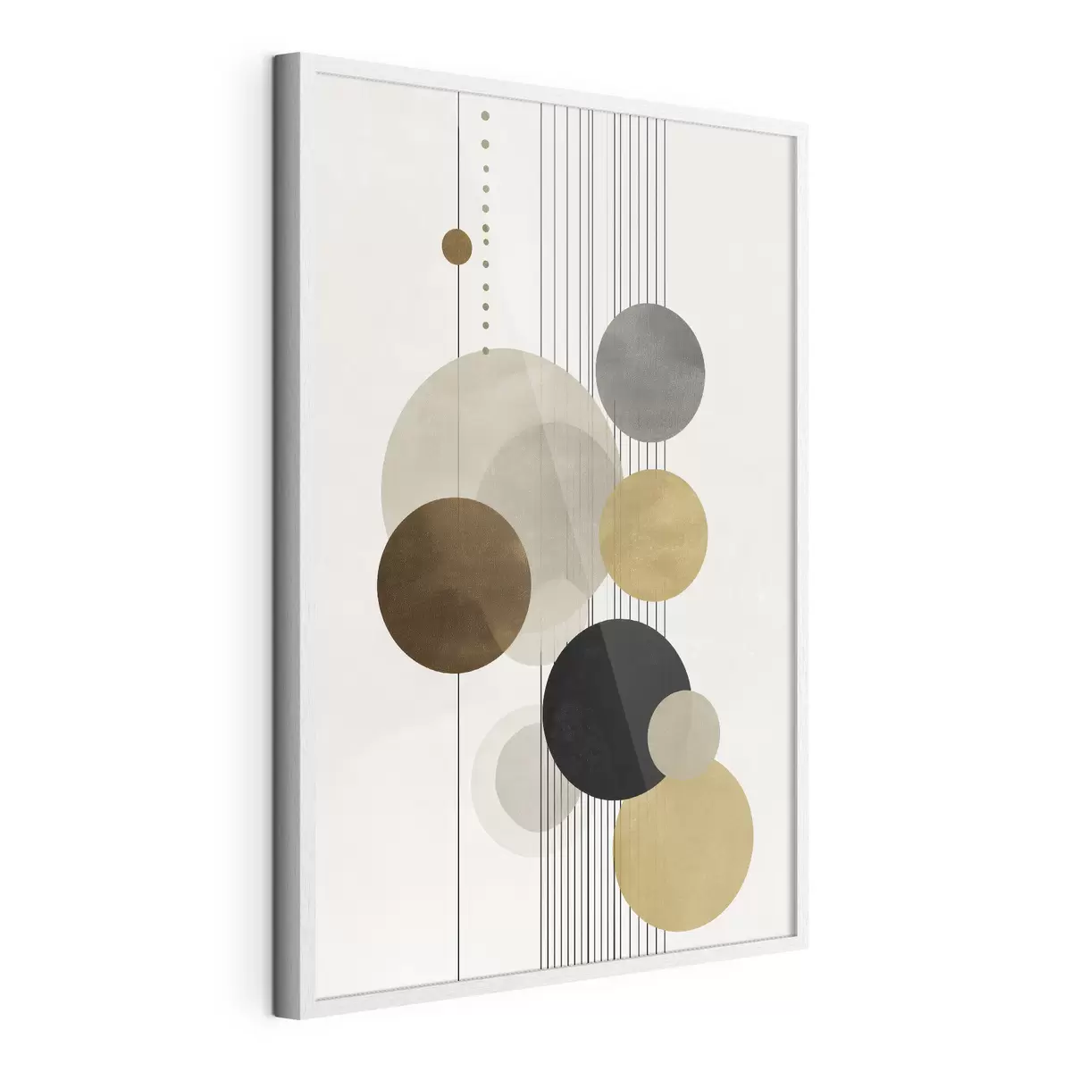 Poster abstracción con círculos y líneas en colores cálidos f47237