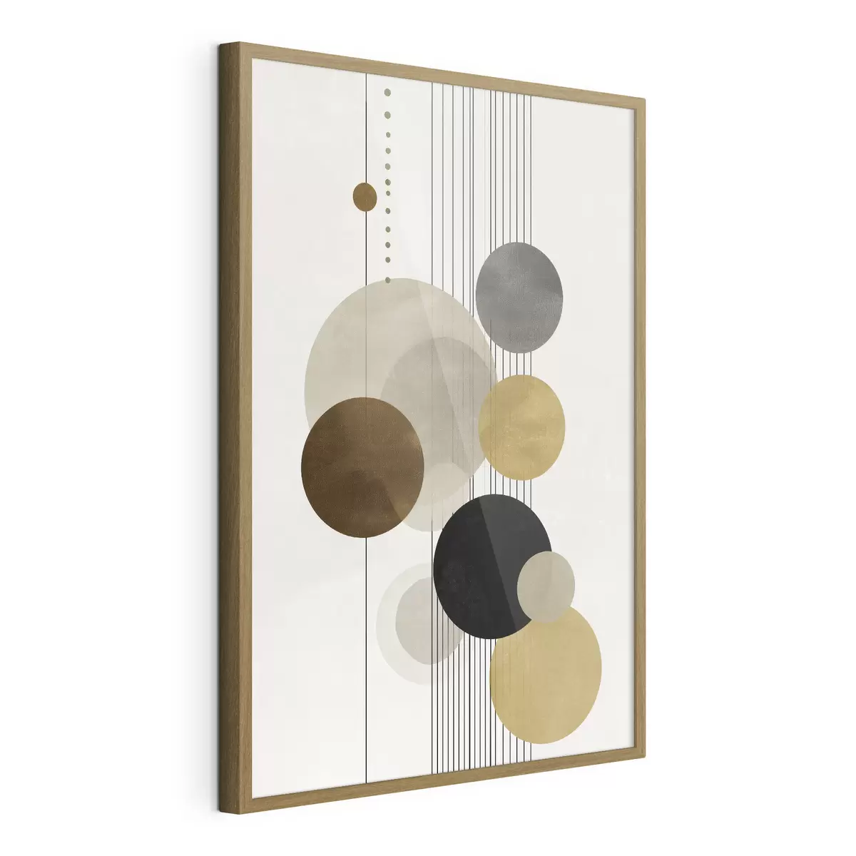 Poster abstracción con círculos y líneas en colores cálidos f47237