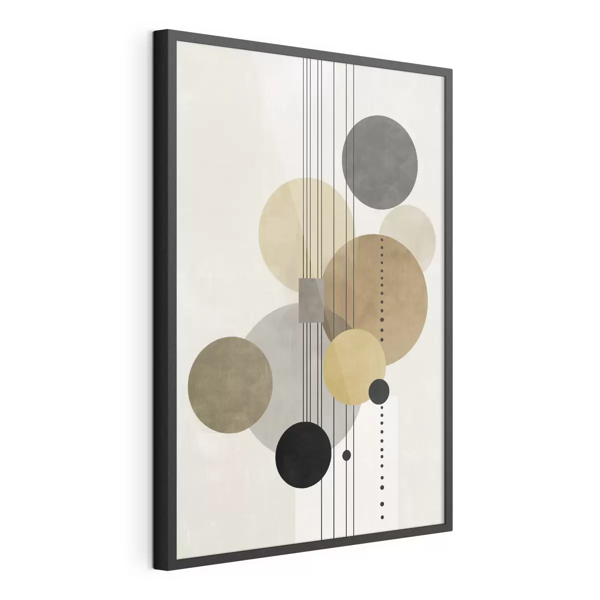 Poster abstracción con círculos y líneas en colores cálidos f47238