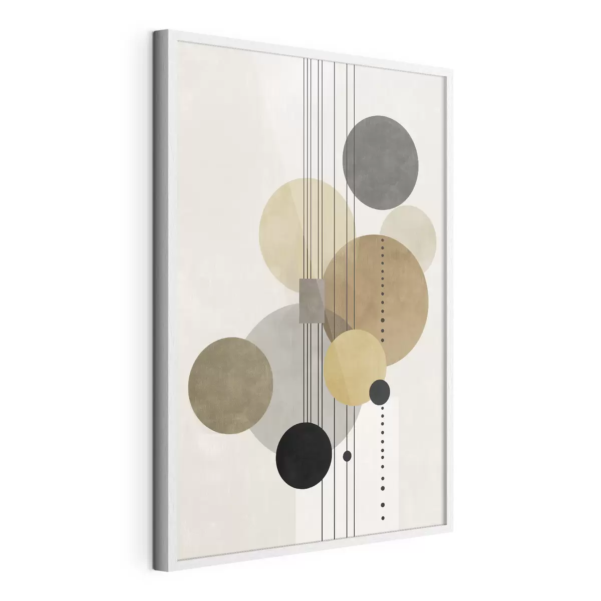 Poster abstracción con círculos y líneas en colores cálidos f47238
