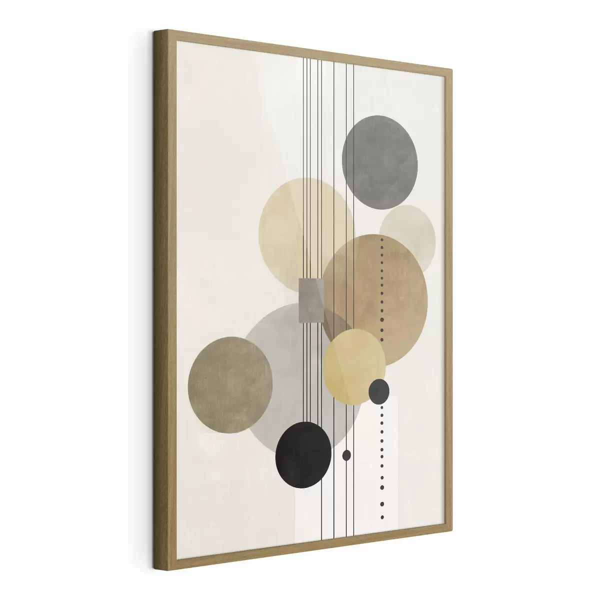 Poster abstracción con círculos y líneas en colores cálidos f47238