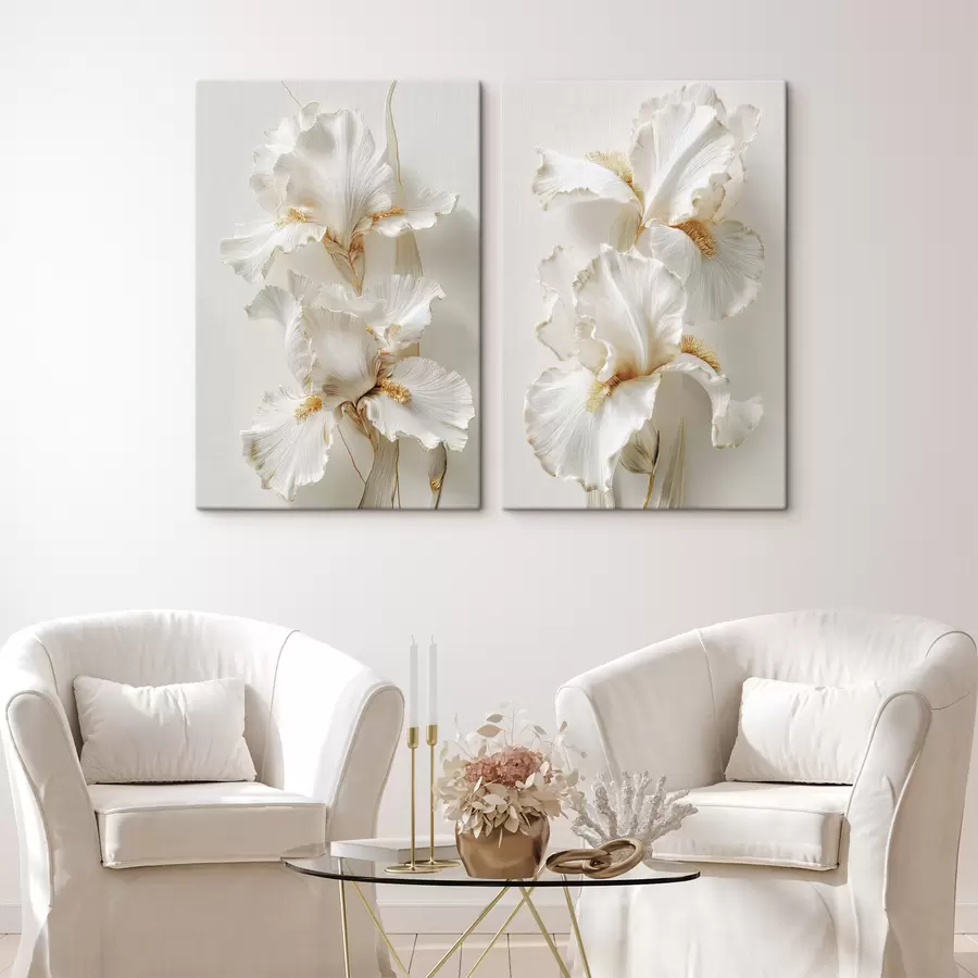 murales de pared grandes flores de iris blancas m01178