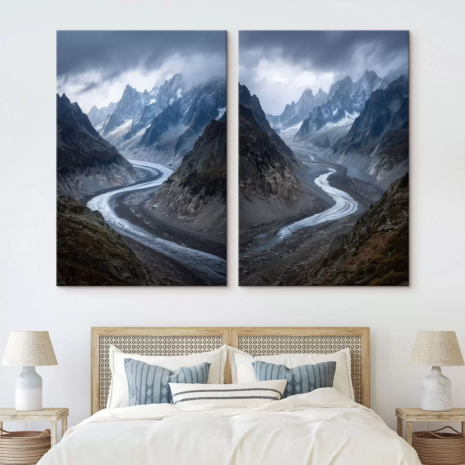 murales de pared paisaje montañoso con nubes m01180