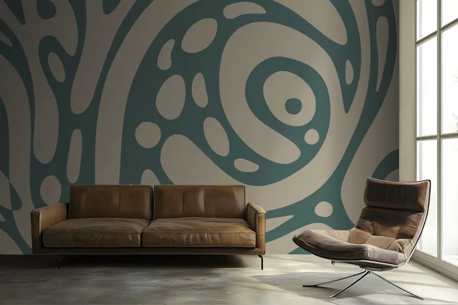 murales de pared Patrón abstracto con formas orgánicas fluidas. w05071