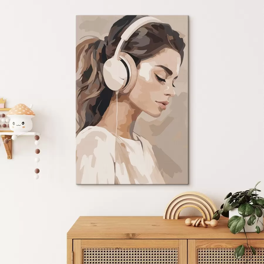 murales de pared Chica con auriculares s47411