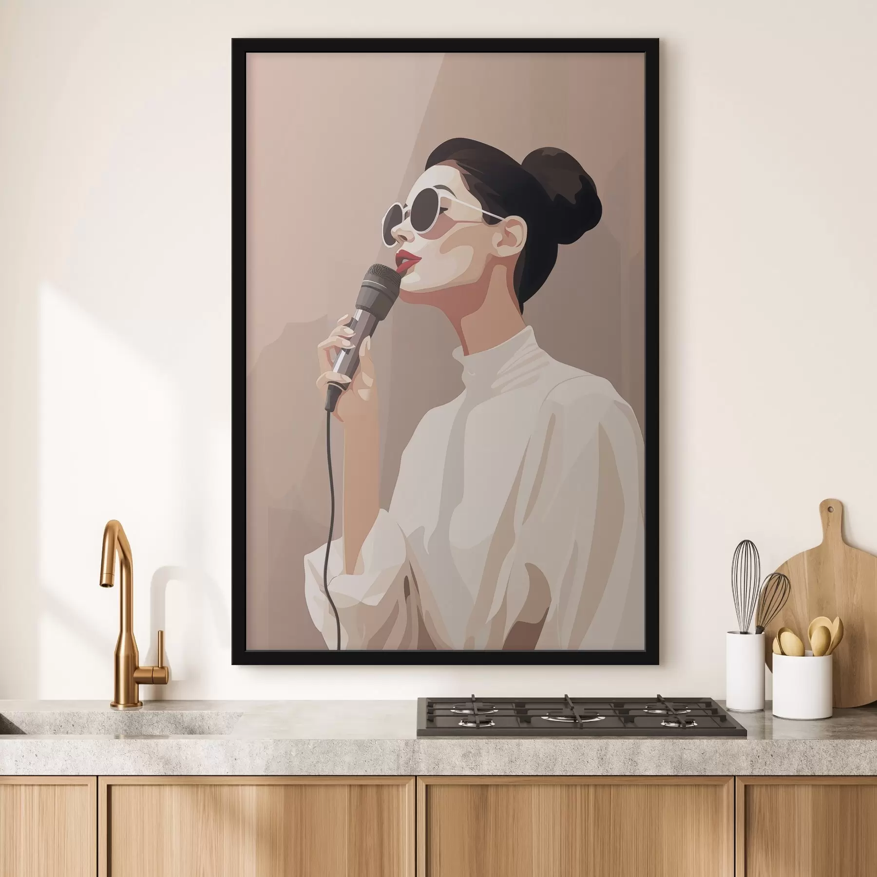 murales de pared Chica con micrófono f47409