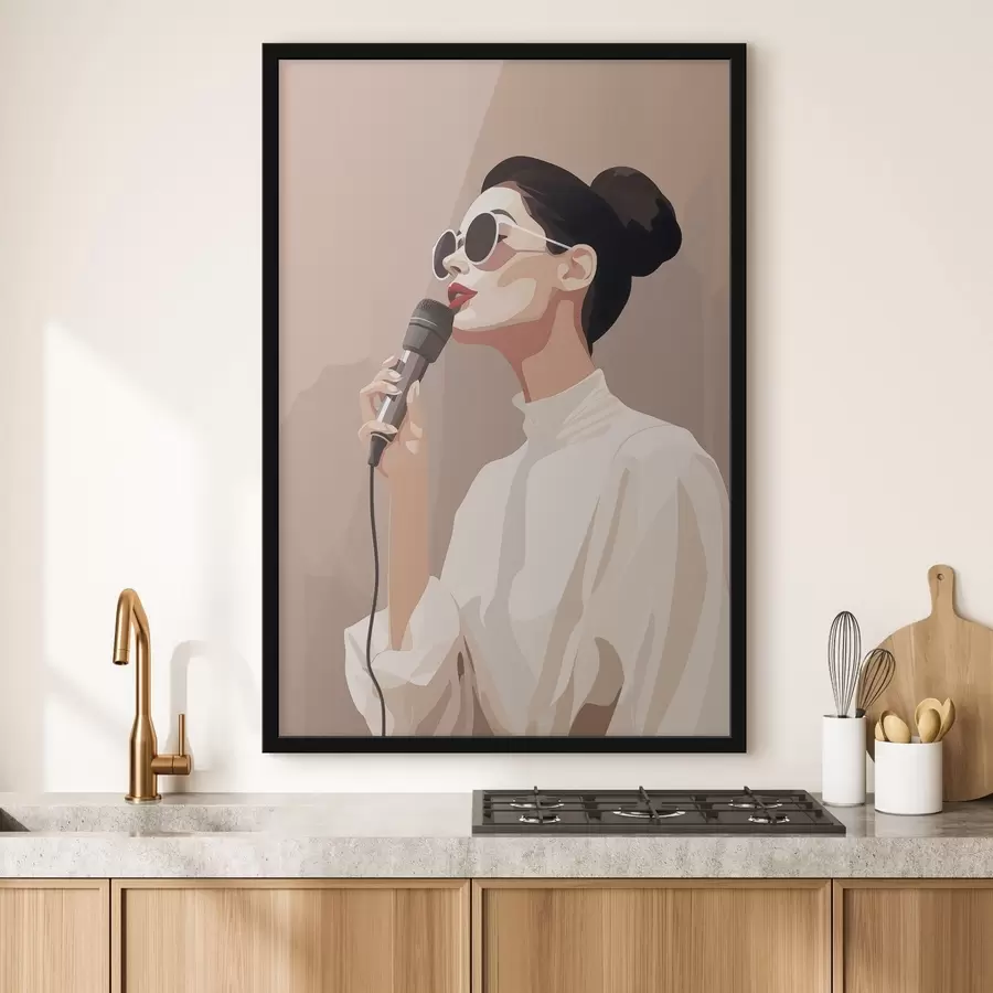 murales de pared Chica con micrófono f47409