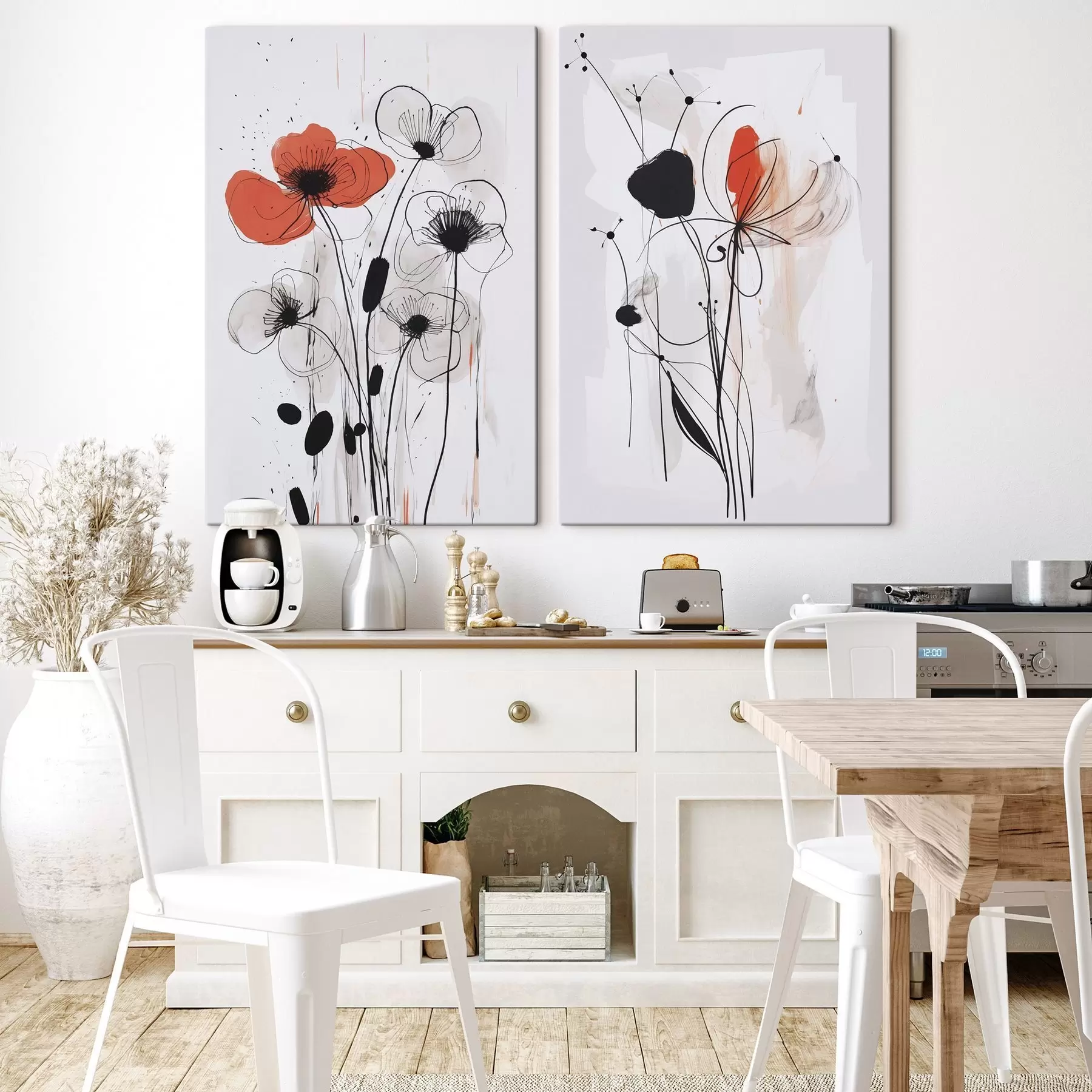 murales de pared Flores abstractas imitación de un dibujo m01227