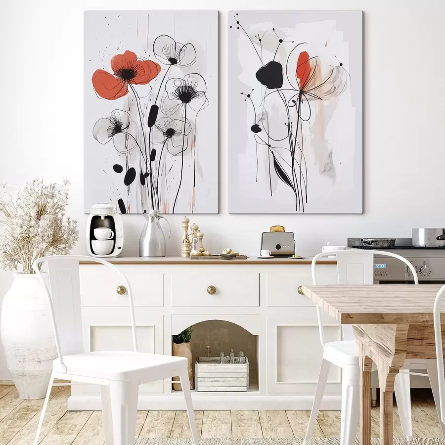 murales de pared Flores abstractas imitación de un dibujo m01227