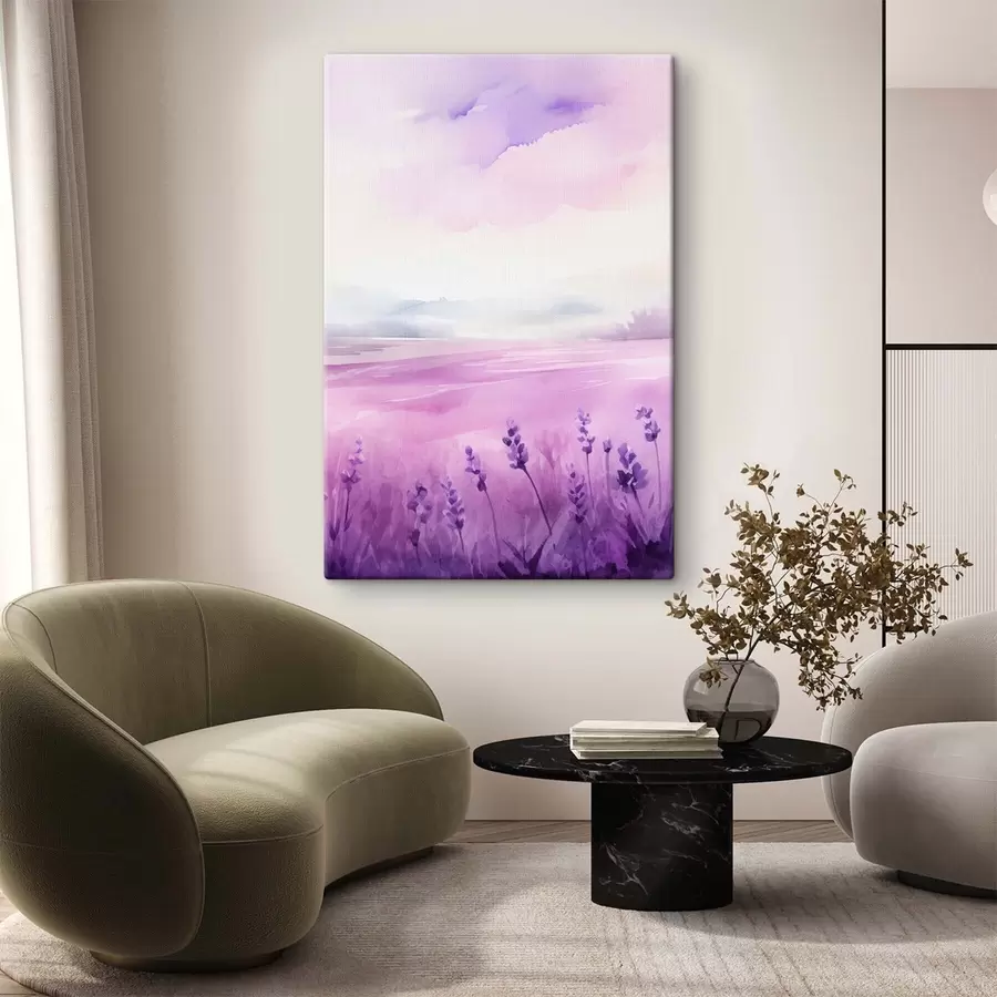 murales de pared Campo de lavanda, imitación acuarela s47109