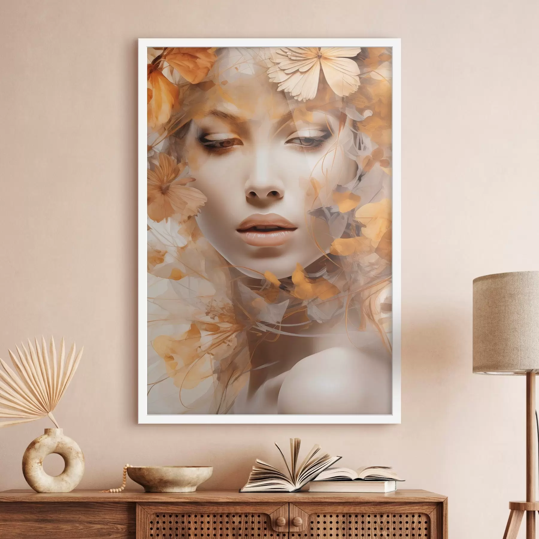 murales de pared Personas, niña y flores, escultura de imitación f47112