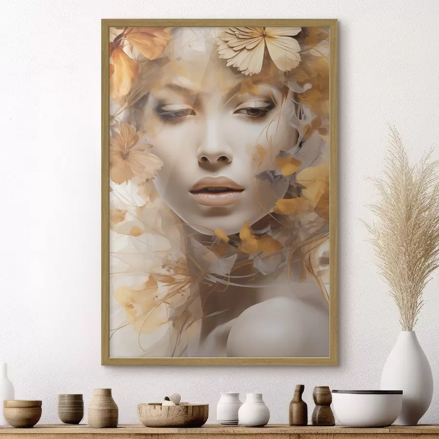 murales de pared Personas, niña y flores, escultura de imitación f47112
