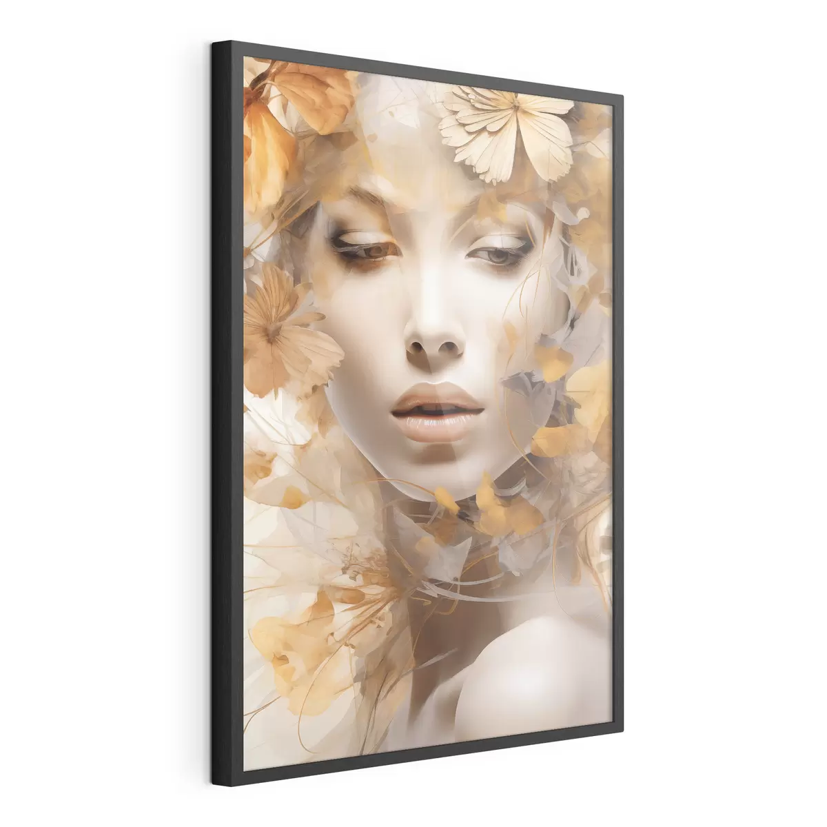 Poster Personas, niña y flores, escultura de imitación f47112