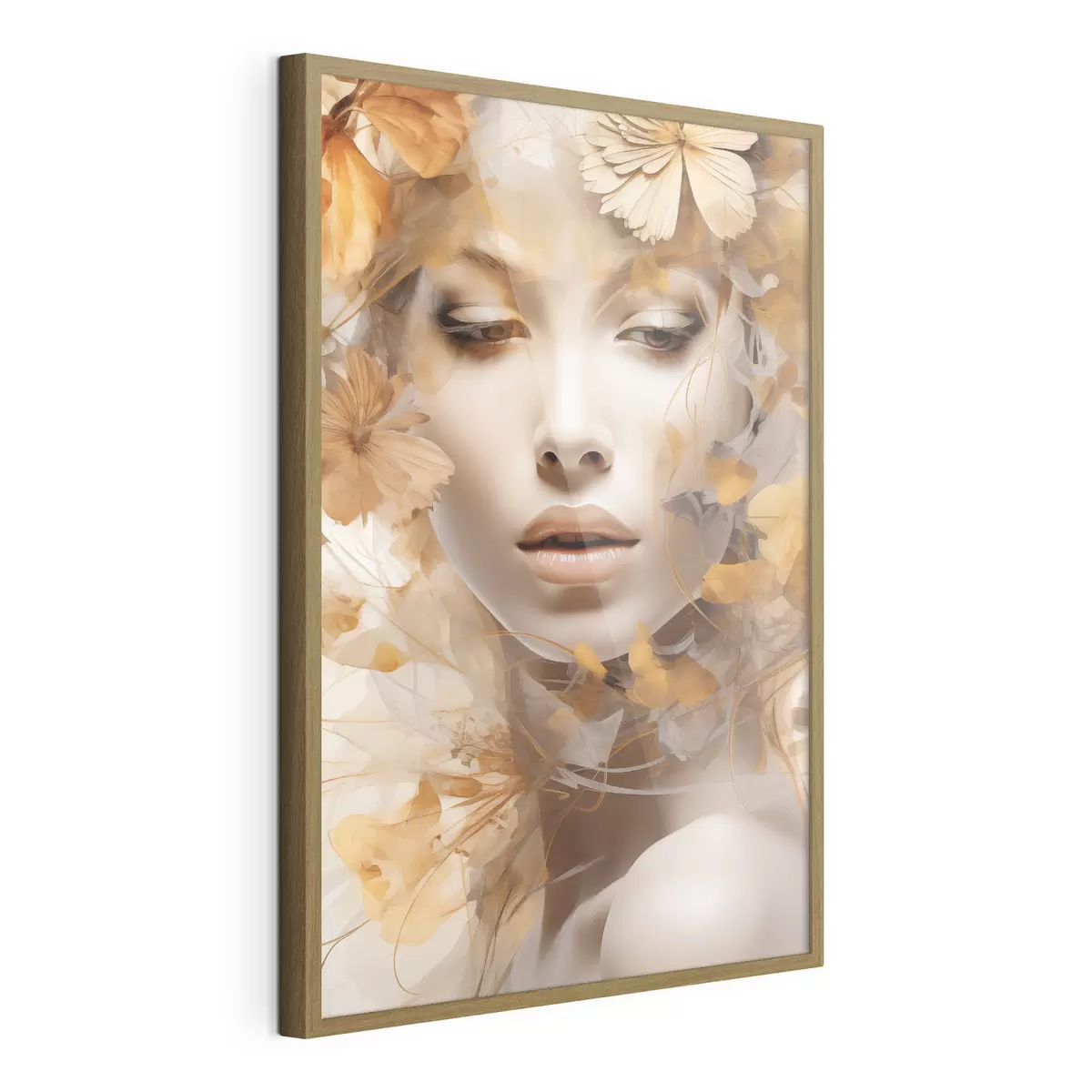 Poster Personas, niña y flores, escultura de imitación f47112