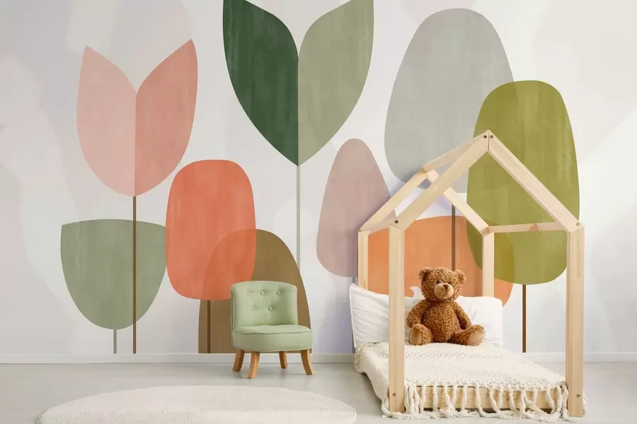 murales de pared Árboles abstractos en un estilo ingenuo. w05059